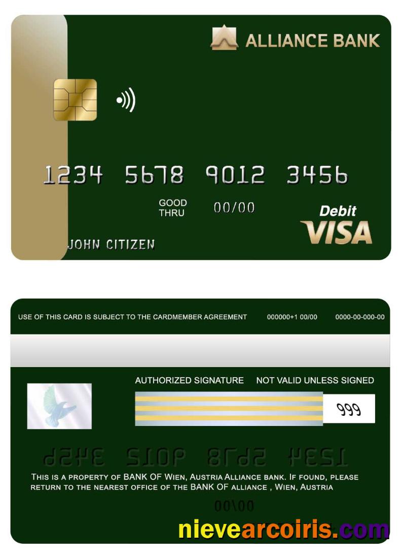 Austria, Alliance bank visa card